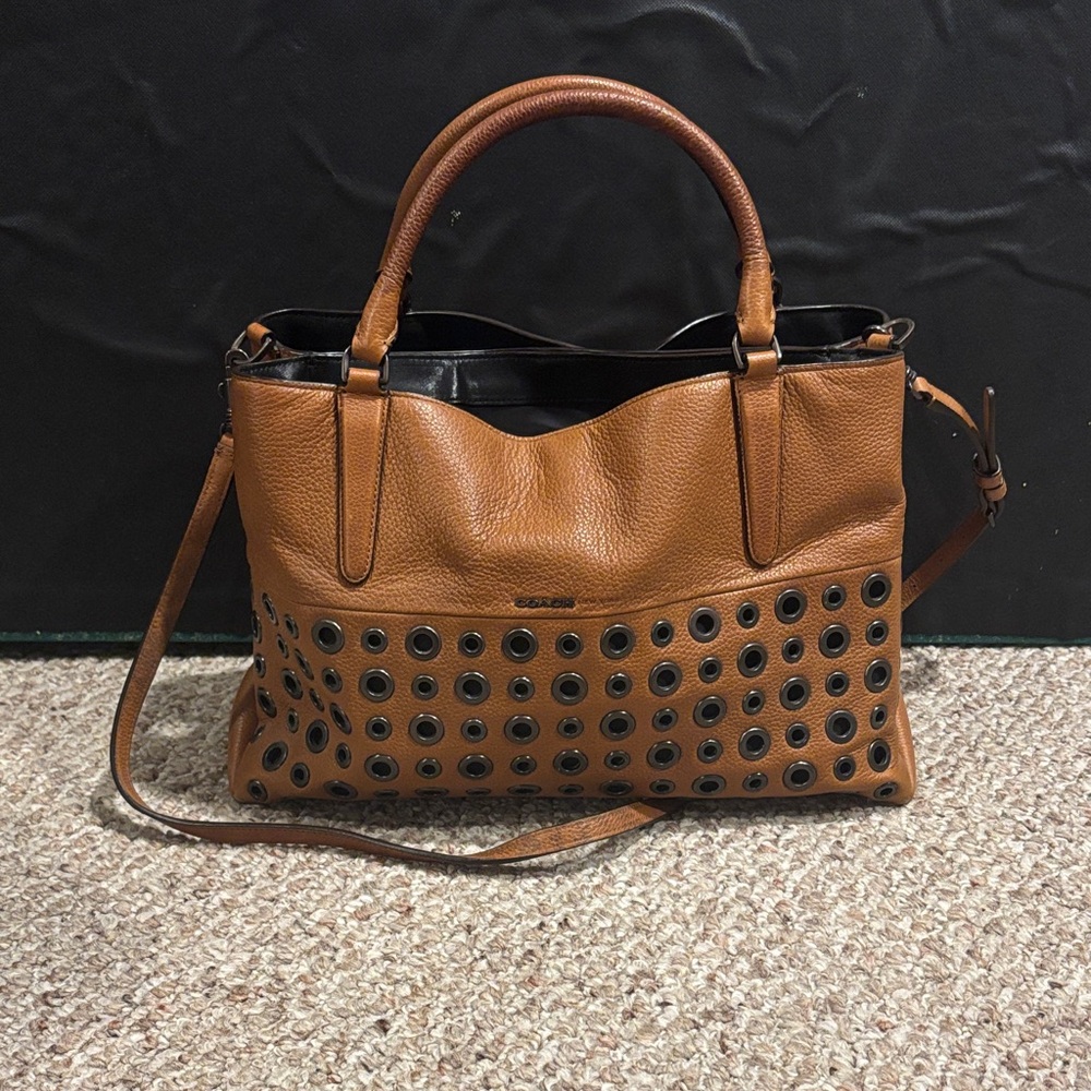 Coach Tan Eyelet Shoulder Bag